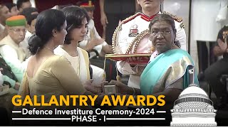 President Droupadi Murmu presents Gallantry Awards in Defence Investiture Ceremony2024 Phase1 [upl. by Nylg]