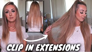 CLIP IN HAIR EXTENSIONS FOR FINE THIN HAIR  QUICK GO TO HAIR STYLE  FT MHOT HAIR [upl. by Ellenor]