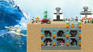 Lego Underground Doomsday Bunker VS Tsunami  Tsunami Dam Breach Experiment [upl. by Ahen]