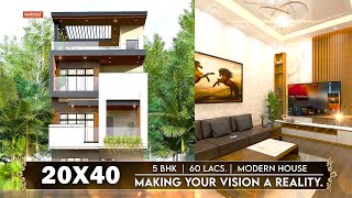 2040 House Design  800 Sqft  5 BHK  6 x12 Meters [upl. by Ramo96]