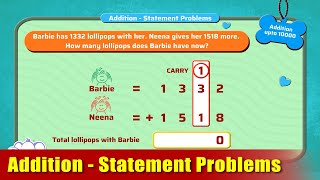 G3  Module 2  Exercise 3  Addition  Statement Problems  Appu Series  Grade 3 Math Learning [upl. by Afatsuom]