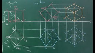 40 Hexahedron resting on HP with its base corner  Module 3 Engineering Graphics by Gurudatt H M [upl. by Behlke]