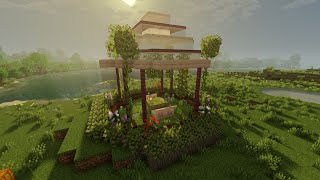 Minecraft  How to build a beautiful Cherry Gazebo  Relaxing tutorial  Aesthetic build ✨🌸🌱 [upl. by Anirtek]