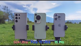 Huawei Pura 70 Ultra vs S24 Ultra vs iPhone 15 Pro  Camera Battle [upl. by Aiym]