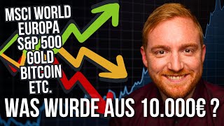 Das wurde in 10 JAHREN aus 10000 EURO  MSCI World Europa USA Gold Bitcoin etc [upl. by Analed495]