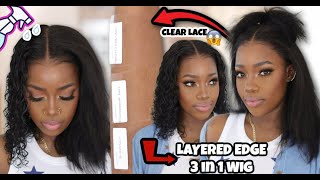 😱Scalp LAYERED EDGE 3 in 1 Straight amp Curly CLEAR LACE Wig  MARY K BELLA ft XRSBeauty [upl. by Iain873]