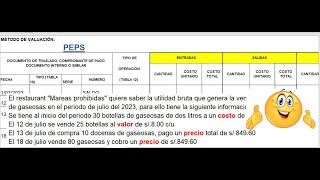 PEPS EJERCICIO MÉTODO DE INVENTARIO 😀  primeras entradas y primeras salidas [upl. by Ecertap]