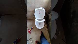 attach bathroom CP onepiece commode washbasin install [upl. by Tegirb432]