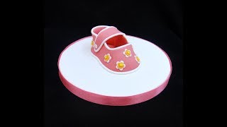 Baby Shoe Cake Topper Decoration Step by Step Tutorial from Fondant Gumpaste Sugar  How to Make [upl. by Nyrhtakyram]