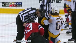 Markus Granlund vs Nico Hischier Dec 10 2021 [upl. by Fadil89]