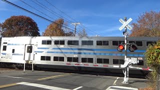 LIRR 418 Double Decker Train With K5LA Horn to Speonk  Brookfield Ave Crossing  Center Moriches NY [upl. by Leugimesoj304]