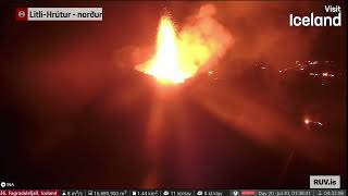 July 30 2023 Explosive Lava Fountain caught on camera at Iceland Volcano [upl. by Aizitel784]