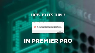 Fix Premiere Pro MSVCP110dll MSVCR110dll MSVCR100dll ERROR [upl. by Funch497]