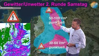 Update GewitterUnwetter Samstag 2 Runde mit StarkregenGefahr Dann kurz trocken SeptemberTrend [upl. by Aramad775]