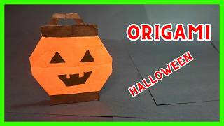 ⩥ Cómo hacer una LINTERNA de CALABAZA de ORIGAMI [upl. by Ylen]