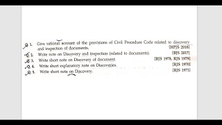 JUDICIARY MAINS ANSWER WRITING QUESTION 10  CPC  Interrogatories Discovery and Inspection [upl. by Doi]