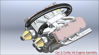 Car Engine 2Turbo V6 Advanced Assembly Designing Volume2  SolidWorks 2023 Tutorial [upl. by Dnomsed]