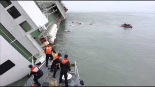 Raw South Korean Ferry Captain Rescue Video [upl. by Natsuj]