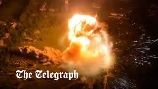 Massive explosion after Ukrainian forces destroy Russian ammo dump [upl. by Kciredes]