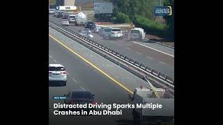 Distracted Driving Sparks Multiple Crashes in Abu Dhabi [upl. by Nauqyt]