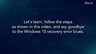 How to Fix Window Recovery Error [upl. by Tyne]