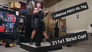 New 1RM PersonalBest 211lbs 957kg strictcurl [upl. by Chong]