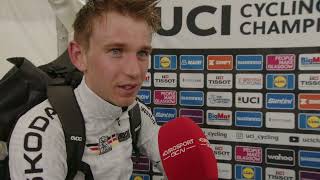 Lennard Kämna  Interview at the finish  Glasgow UCI World Championships ITT 2023 [upl. by Kcinimod]