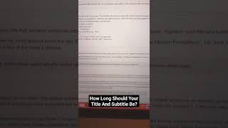 How Long Should Your Title And Subtitle Be For Your Book On Amazon KDP❓HowTo Find KDP Title Length [upl. by Ahsina325]