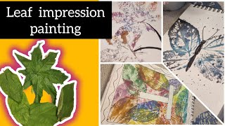 leaf impression painting craftertannu painting craftvideos leafprinting craftertannuv3k [upl. by Oralle]