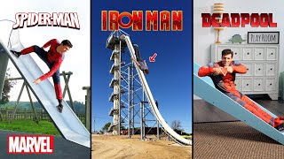 How Marvel Characters go down a slide Funny Compilation Part 12 [upl. by Tomkin]