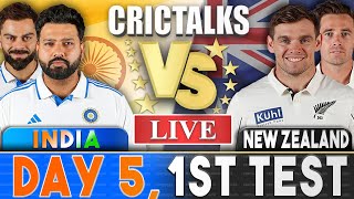 Live IND Vs NZ 1st Test  Day 5  Live Scores amp Commentary  India vs New Zealand [upl. by Ynaffital702]