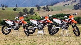 2018 KTM 250 vs 350 vs 500EXCF [upl. by Antonino]