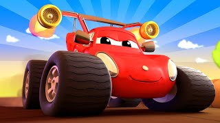 Monster Town  Max the Monster Firetruck Needs Help to Build a Race Circuit Monster Trucks for Kids [upl. by Mckeon]