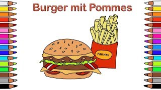 Ausmalbilder für Kinder 🎨​ Malbuch für Kinder 🍔​​ Malen für Kinder 🍟​​ Ausmalbilder 🍔​ Burger [upl. by Adala795]