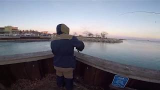 Fishing Port Washington Wisconsin Dec 23 2017 [upl. by Aerdno5]