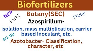 Biofertilizers Azospirillum  isolation mass multiplicationAzotobacter  classification character [upl. by Jelena791]