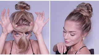 VIRAL TIKTOK MESSY BUN HACK  HAIR TUTORIAL FOR LONG MEDIUM HAIR LENGTH [upl. by Negyam]