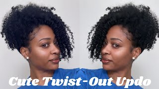 Cute Twist Out Updo with a Side Bang  Natural 4b4c Hair [upl. by Kornher]