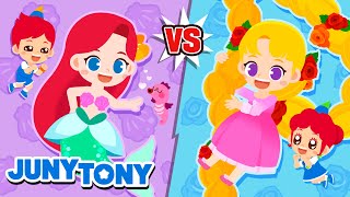 La Sirenita vs Rapunzel  ¿Cuál es la Mejor Princesa  Canciones Infantiles  JunyTony en español [upl. by Nevlin359]