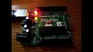 Freeduino Arduino UNO R3 compatible ATMEGA328P AVR development board [upl. by Lecrad]