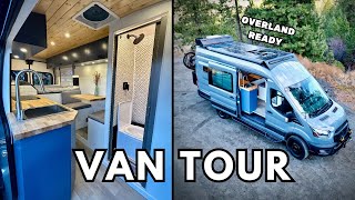 VAN TOUR  Transit Van Converted to Trail Ready Tiny Home for VAN LIFE [upl. by Yatnahc]