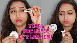 Trying Viral Magnetic 🧲 Eyelashes From Facebook For 1st Time  Glue Free Magnetic Eyelash [upl. by Chari]