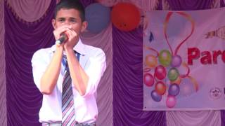 Neric Academy Grade X student Aamosh Thagunna performing beat box through his mouth [upl. by Anoek]