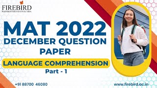 MAT DECEMBER QUESTION PAPER  PART 1  MAT 2022  mat entranceexam mba [upl. by Inalawi]