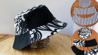 How to sew bucket hatDIY HatEasy bucket hat tutorial制作渔夫帽 [upl. by Ise]