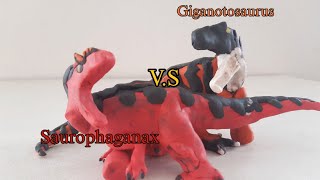 Saurophaganax VS Giganotosaurus  Stop Motion Battle [upl. by Yrennalf]