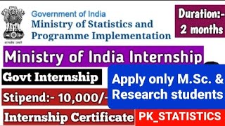 MOSPI INTERNSHIP PROGRAM 2024 MOSPI INTERNSHIP STATISTICS INTERNSHIP NSSO INTERNSHIP [upl. by Sinaj]