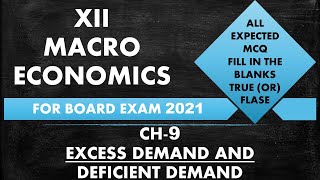 Excess Demand amp Deficient Demand Ch9 10 Most Expected One mark Questions for Board Exam 2021 [upl. by Studnia]