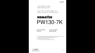 Komatsu PW1307K K40001 amp Up  UEBM002800 Service manual [upl. by Jaquelin346]