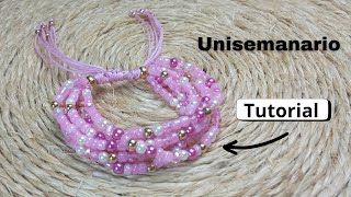 Unisemanario con Hilo Cristales y Chaquiras DIY Tutorial [upl. by Hymen]